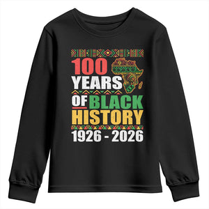 100 Years Of Black History 1926 2026 Centennial Youth Sweatshirt Africa Map