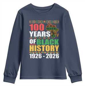 100 Years Of Black History 1926 2026 Centennial Youth Sweatshirt Africa Map