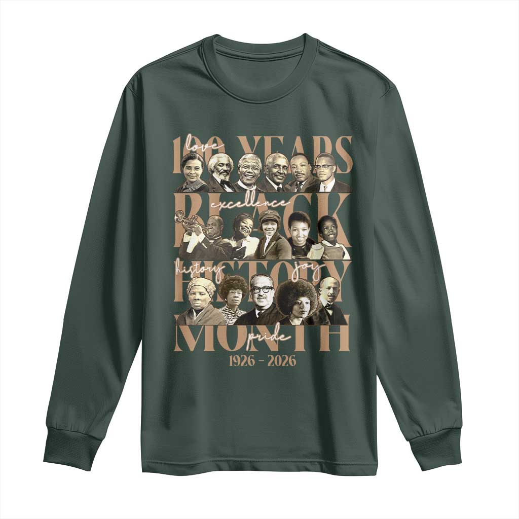 100 Years Of Black History Month Long Sleeve Shirt African American Historical Figures
