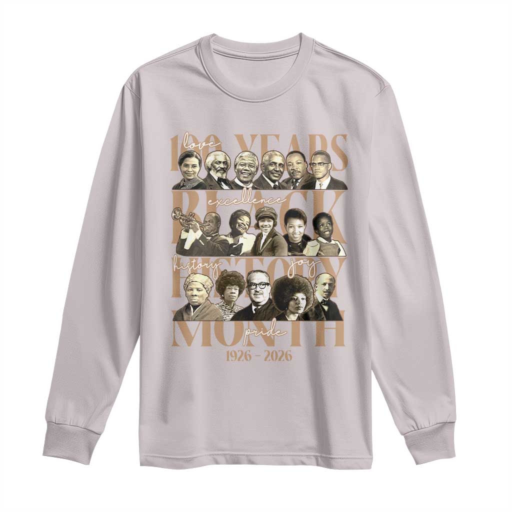 100 Years Of Black History Month Long Sleeve Shirt African American Historical Figures