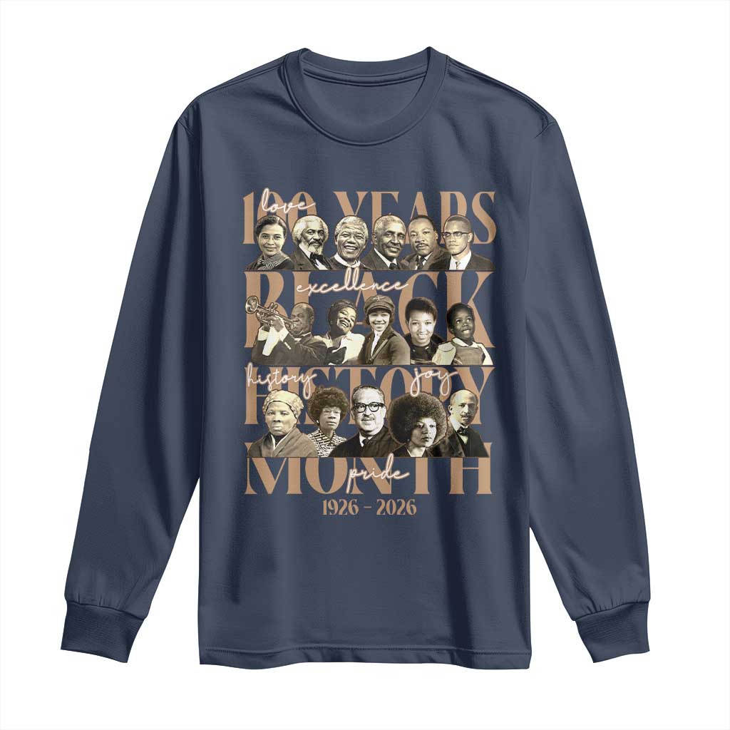 100 Years Of Black History Month Long Sleeve Shirt African American Historical Figures