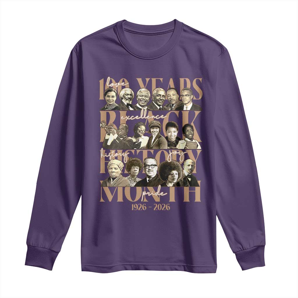 100 Years Of Black History Month Long Sleeve Shirt African American Historical Figures