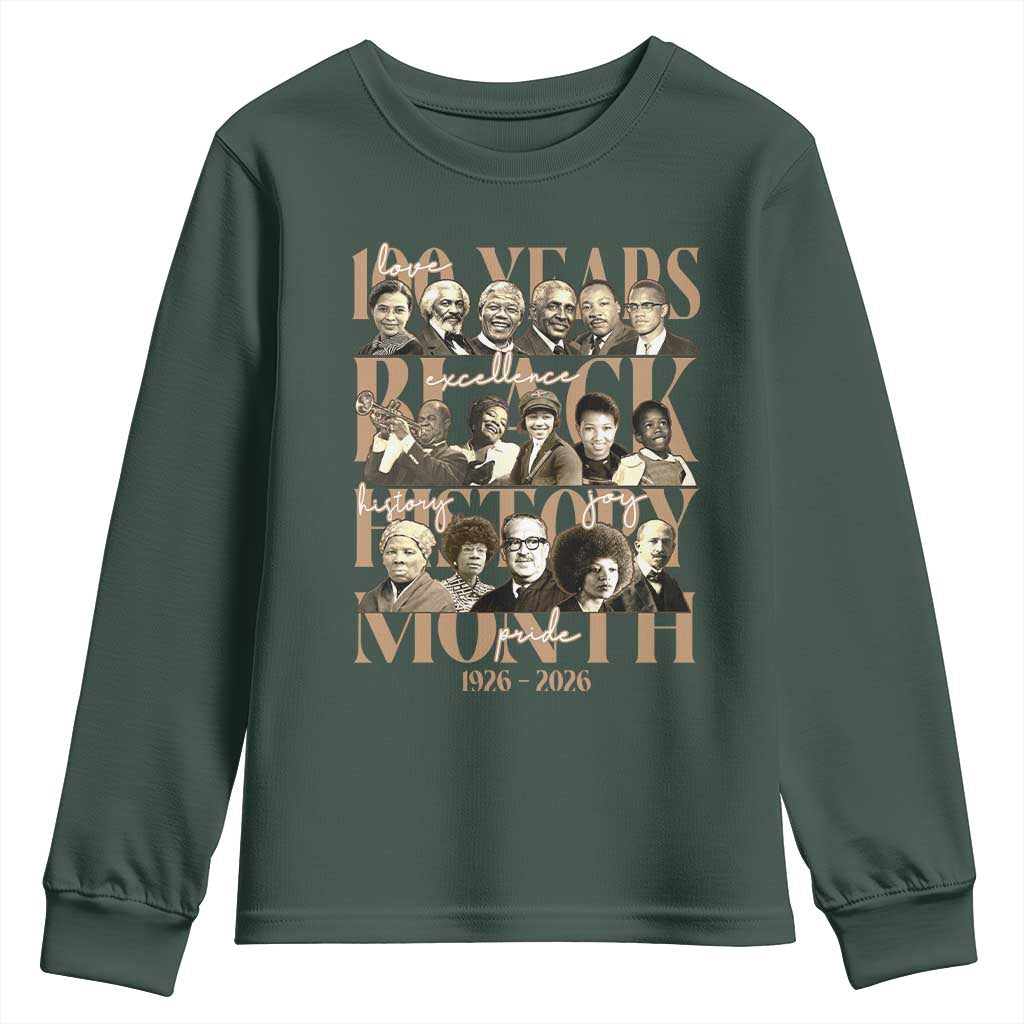 100 Years Of Black History Month Youth Sweatshirt African American Historical Figures