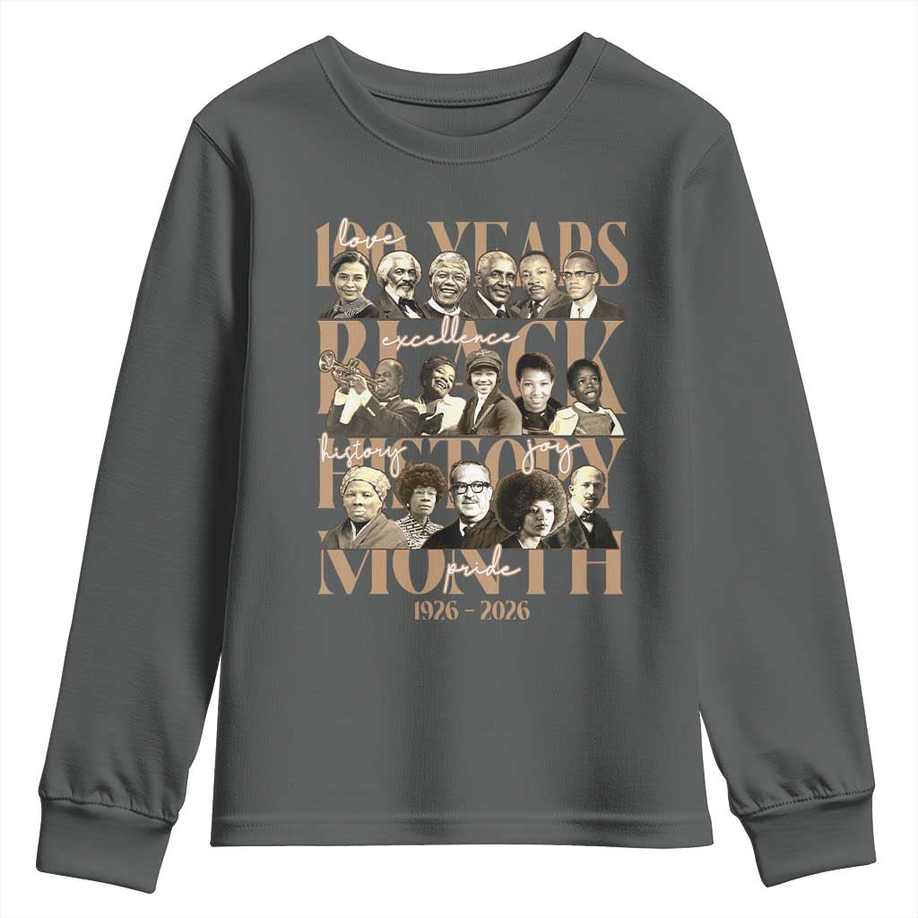 100 Years Of Black History Month Youth Sweatshirt African American Historical Figures