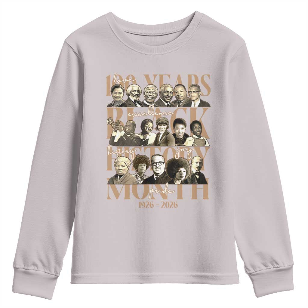 100 Years Of Black History Month Youth Sweatshirt African American Historical Figures