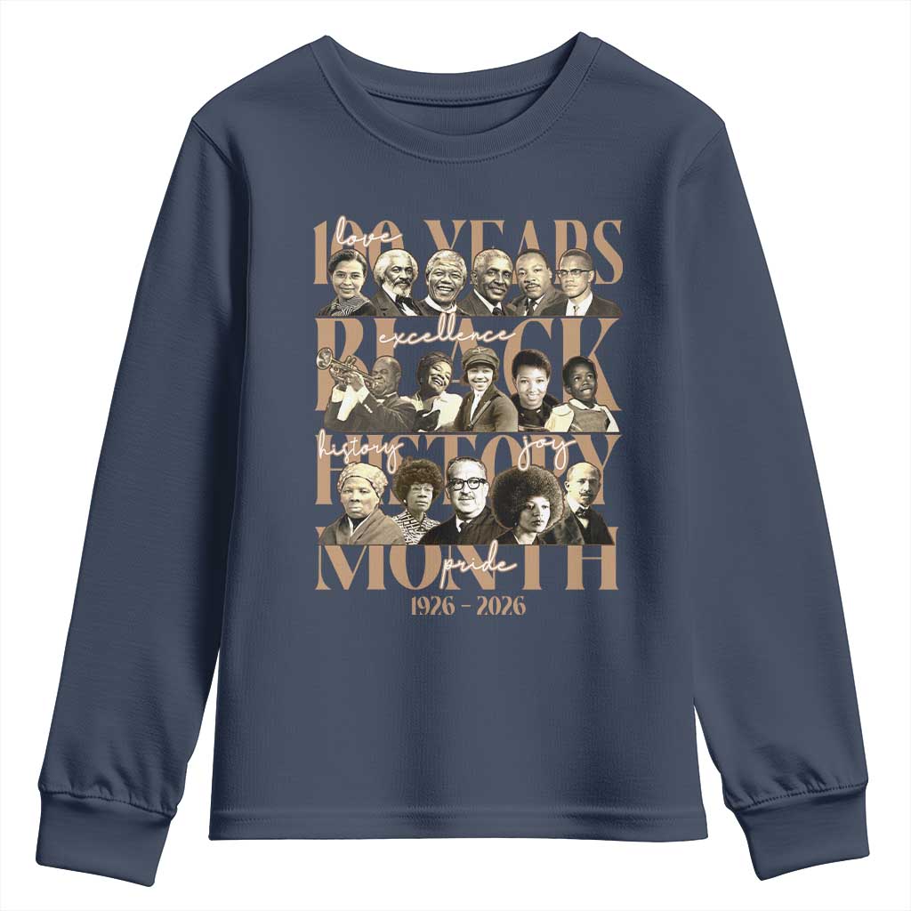 100 Years Of Black History Month Youth Sweatshirt African American Historical Figures