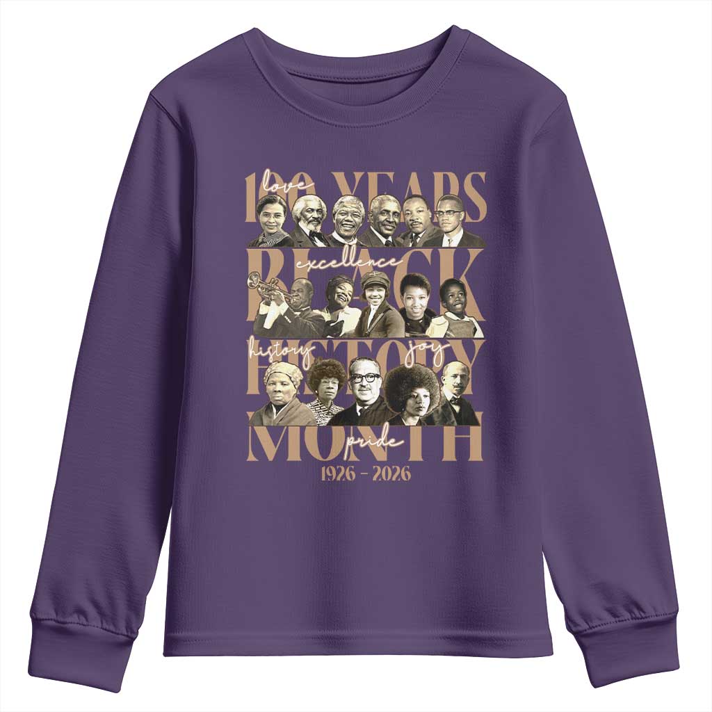 100 Years Of Black History Month Youth Sweatshirt African American Historical Figures