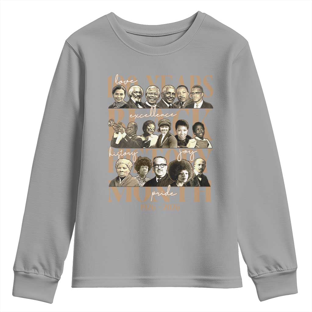 100 Years Of Black History Month Youth Sweatshirt African American Historical Figures