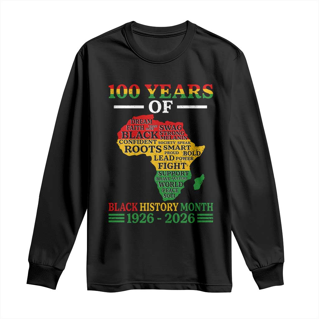 100 Years Of Black History Month Long Sleeve Shirt Centennial Of Black Culture
