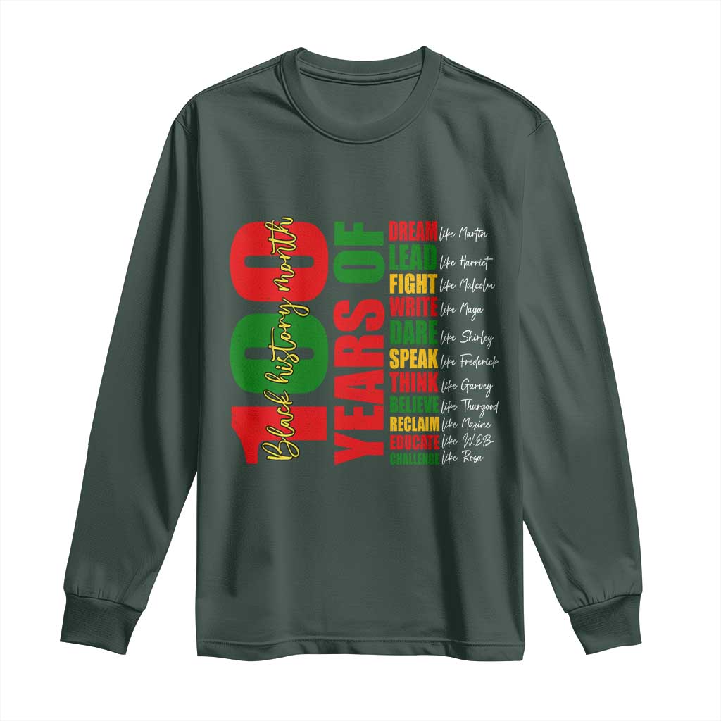 100 Years Of Black History Long Sleeve Shirt African American Historical Figures African American Teacher