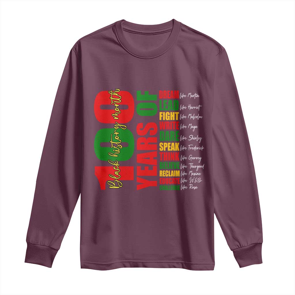 100 Years Of Black History Long Sleeve Shirt African American Historical Figures African American Teacher