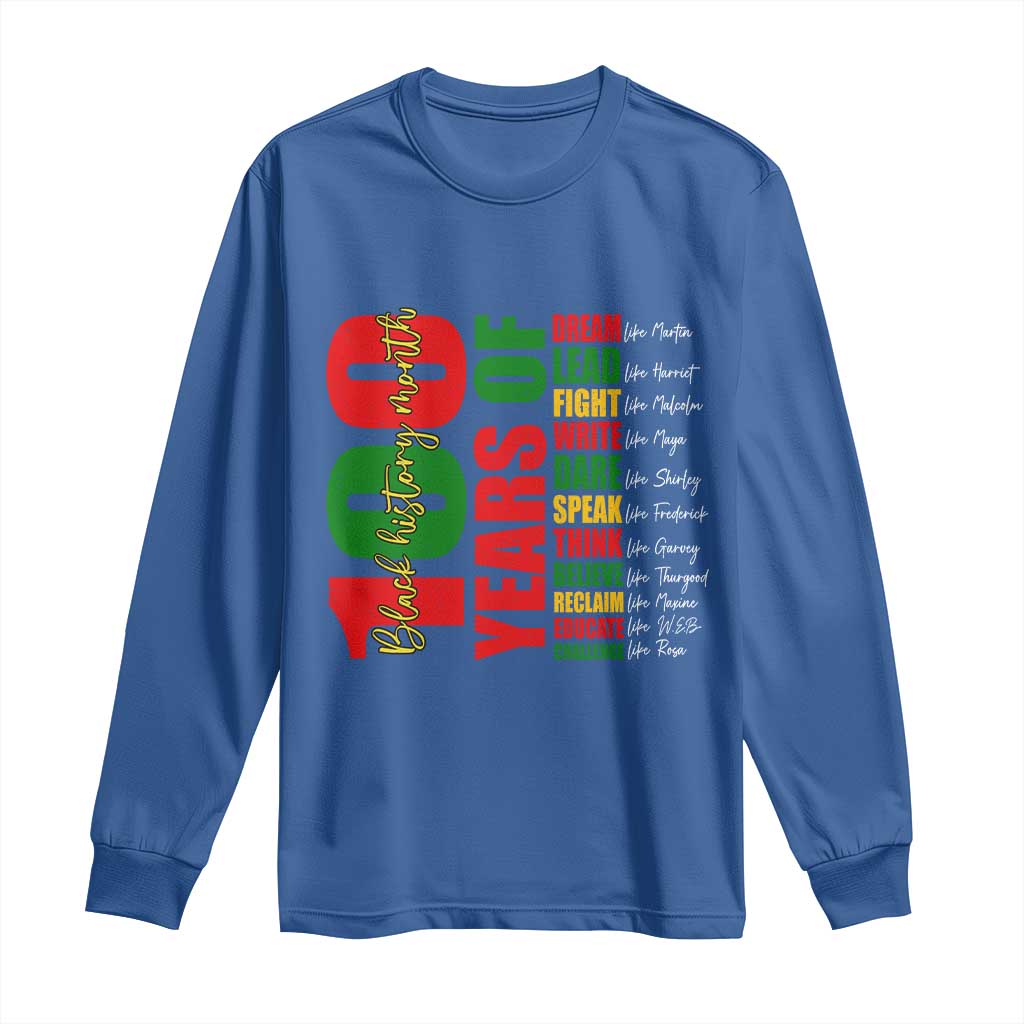 100 Years Of Black History Long Sleeve Shirt African American Historical Figures African American Teacher