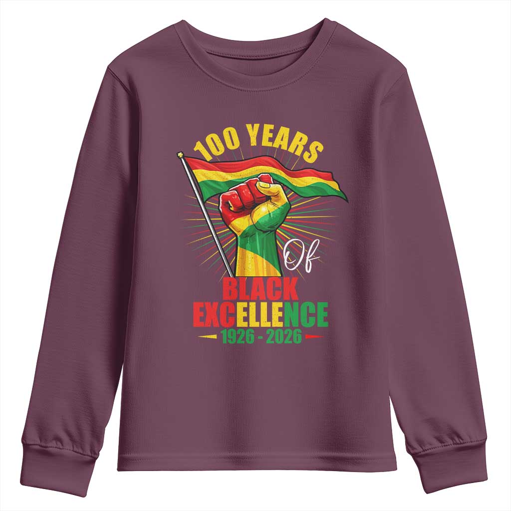 100 Years Of Black Excellence Youth Sweatshirt Centennial Black History Month