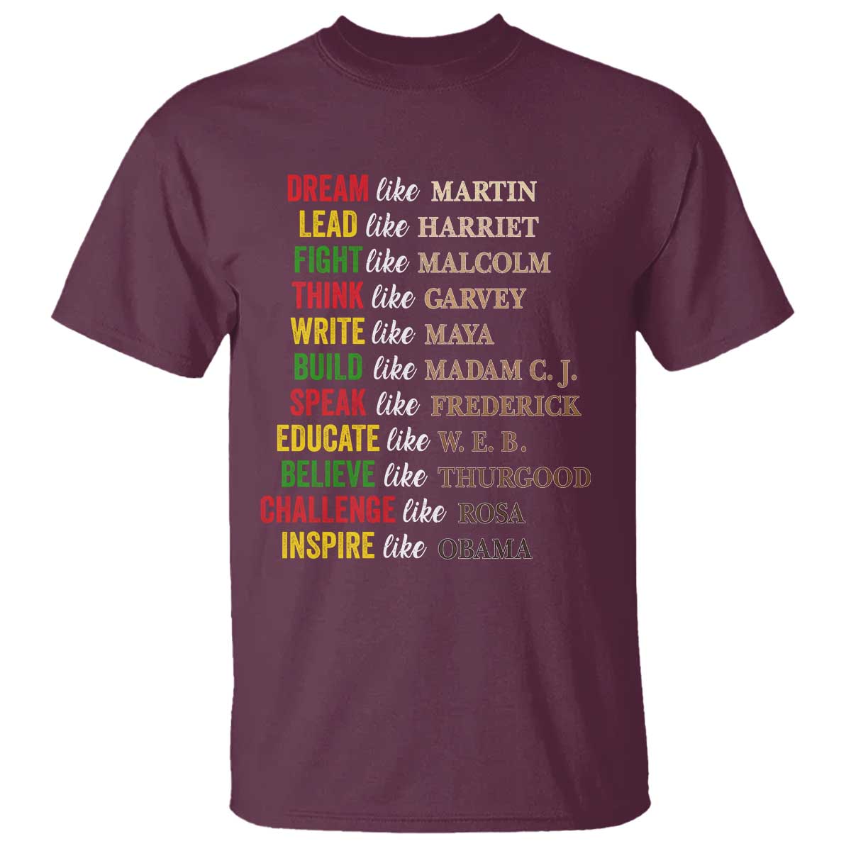 Black History Dream Like Martin Lead Like Harriet T Shirt African American Leaders