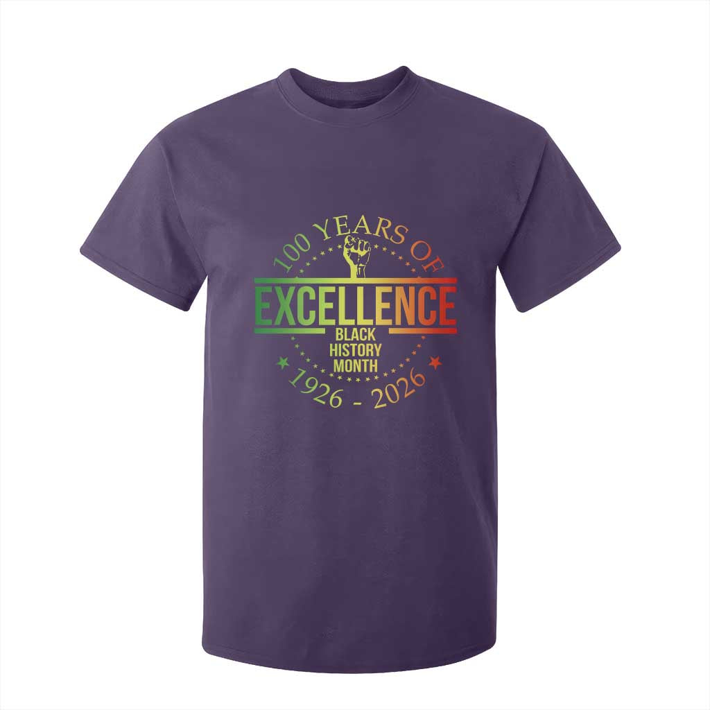 100 Years Of Excellence Black History Month 1926 2026 T Shirt For Kid