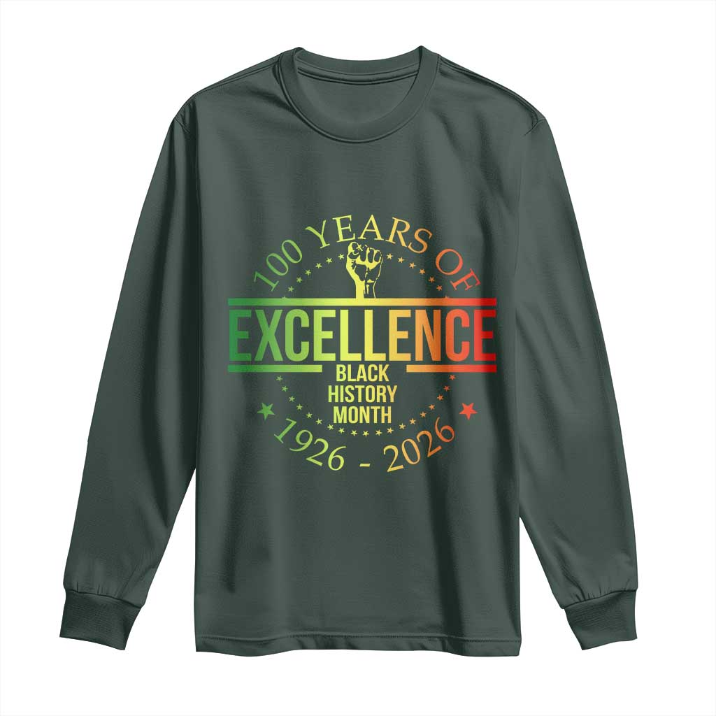 100 Years Of Excellence Black History Month 1926 2026 Long Sleeve Shirt