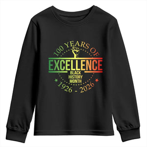 100 Years Of Excellence Black History Month 1926 2026 Youth Sweatshirt
