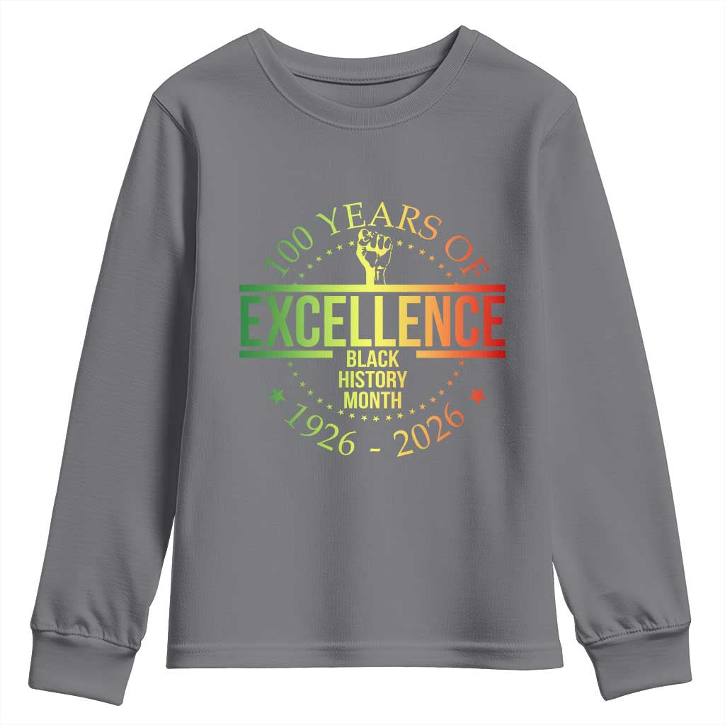 100 Years Of Excellence Black History Month 1926 2026 Youth Sweatshirt
