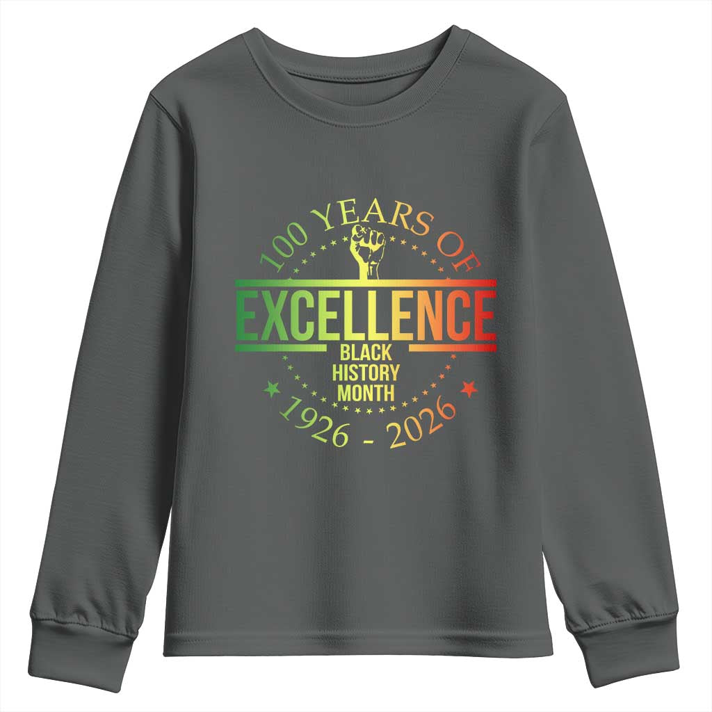 100 Years Of Excellence Black History Month 1926 2026 Youth Sweatshirt
