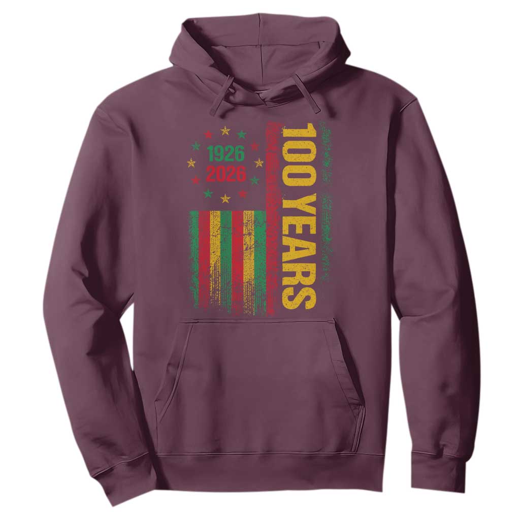 100 Years Of Black History Month Hoodie African American Centennial Milestone American Flag