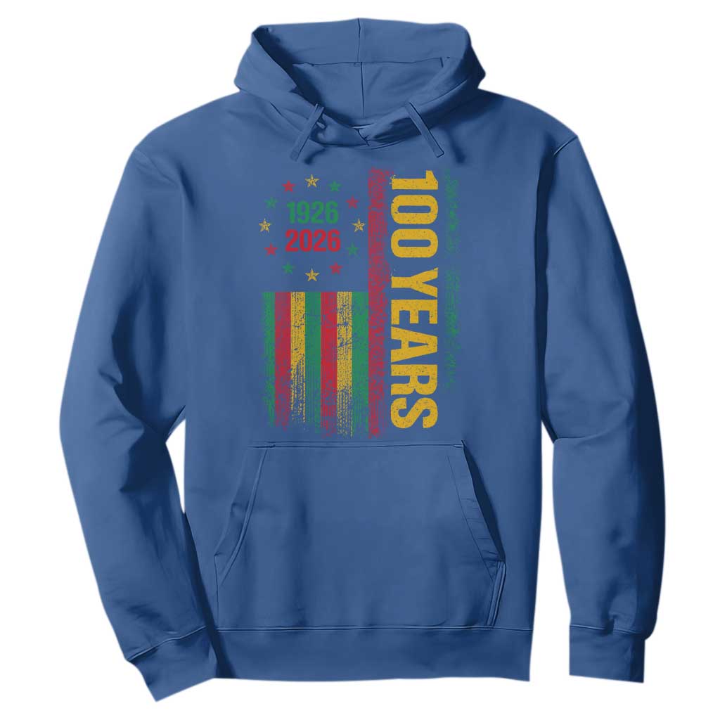 100 Years Of Black History Month Hoodie African American Centennial Milestone American Flag