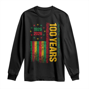 100 Years Of Black History Month Long Sleeve Shirt African American Centennial Milestone American Flag