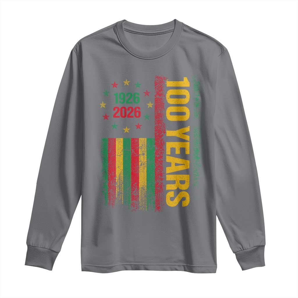 100 Years Of Black History Month Long Sleeve Shirt African American Centennial Milestone American Flag