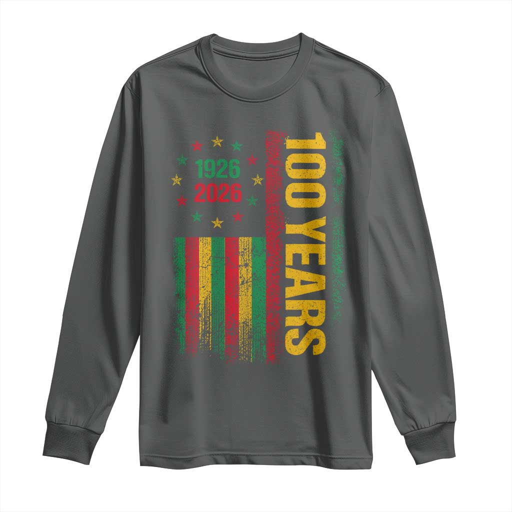100 Years Of Black History Month Long Sleeve Shirt African American Centennial Milestone American Flag