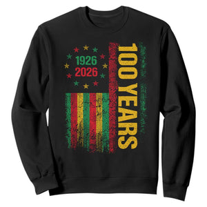 100 Years Of Black History Month Sweatshirt African American Centennial Milestone American Flag