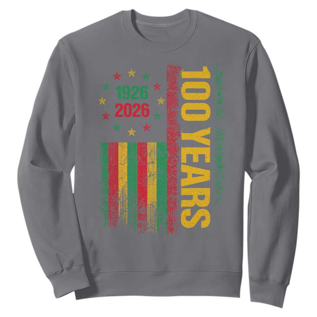 100 Years Of Black History Month Sweatshirt African American Centennial Milestone American Flag