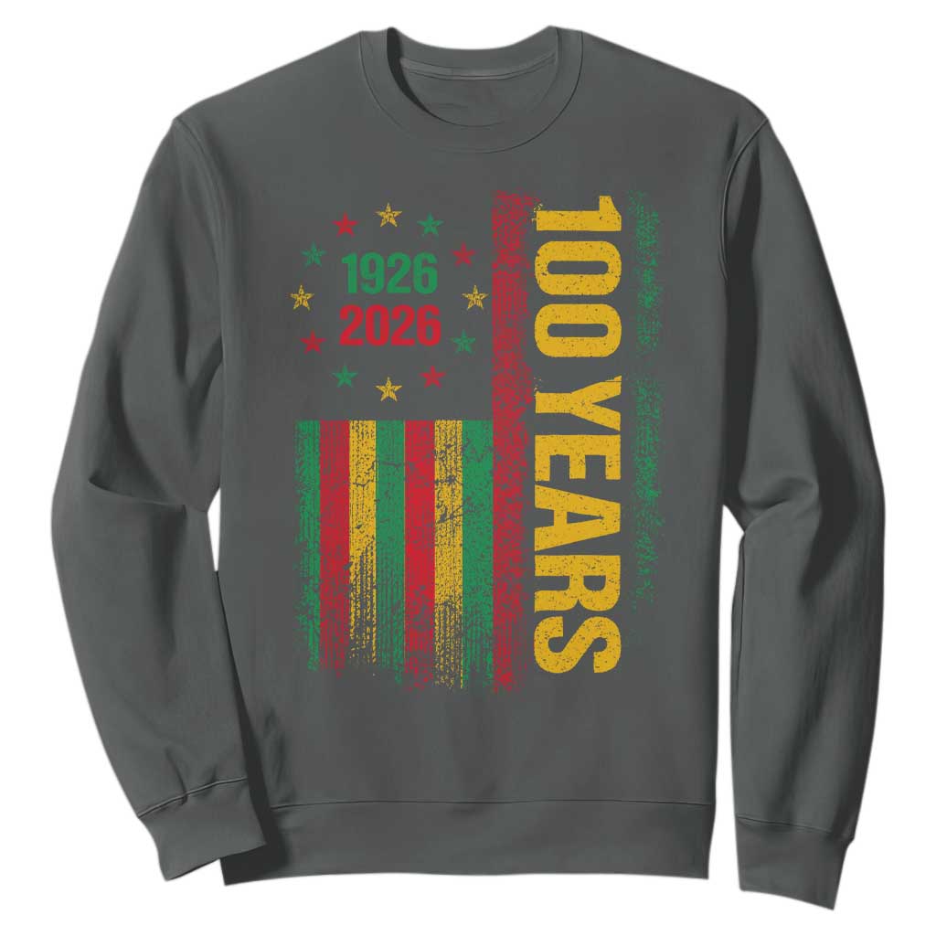 100 Years Of Black History Month Sweatshirt African American Centennial Milestone American Flag