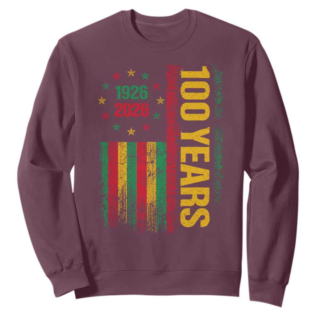 100 Years Of Black History Month Sweatshirt African American Centennial Milestone American Flag