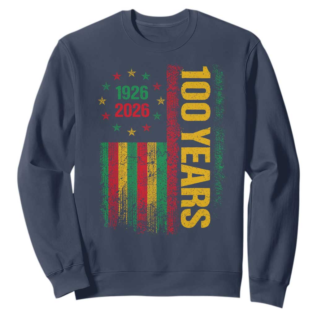 100 Years Of Black History Month Sweatshirt African American Centennial Milestone American Flag