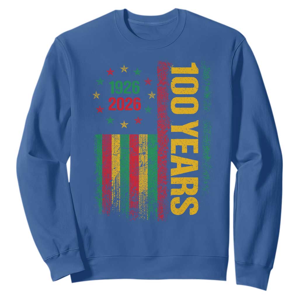 100 Years Of Black History Month Sweatshirt African American Centennial Milestone American Flag