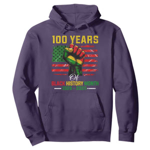 100 Years Of Black History Month Hoodie Hand Fist African American Milestone American Flag