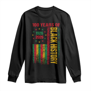 100 Years Of Black History Long Sleeve Shirt Centennial Milestone Vintage African American Flag