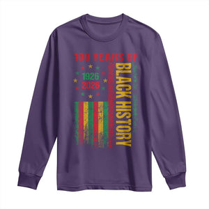 100 Years Of Black History Long Sleeve Shirt Centennial Milestone Vintage African American Flag
