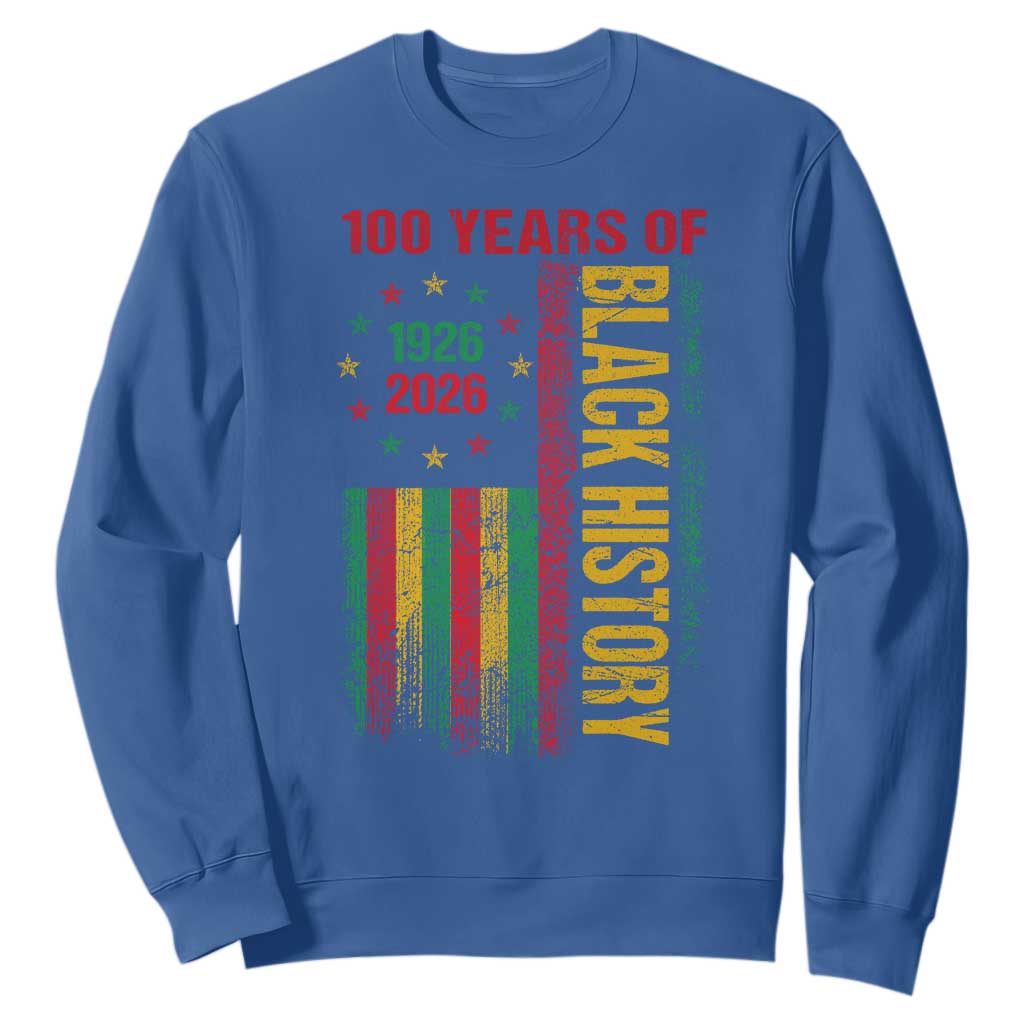 100 Years Of Black History Sweatshirt Centennial Milestone Vintage African American Flag