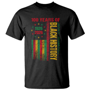 100 Years Of Black History T Shirt Centennial Milestone Vintage African American Flag