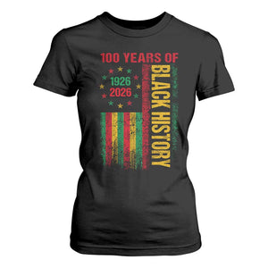 100 Years Of Black History T Shirt For Women Centennial Milestone Vintage African American Flag