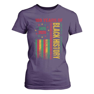 100 Years Of Black History T Shirt For Women Centennial Milestone Vintage African American Flag