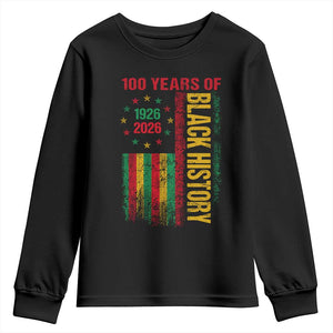100 Years Of Black History Youth Sweatshirt Centennial Milestone Vintage African American Flag