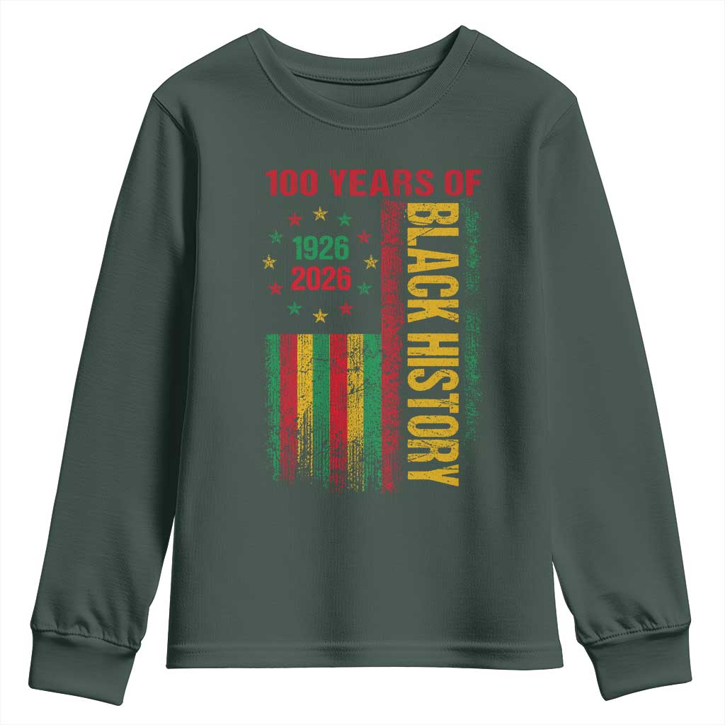 100 Years Of Black History Youth Sweatshirt Centennial Milestone Vintage African American Flag