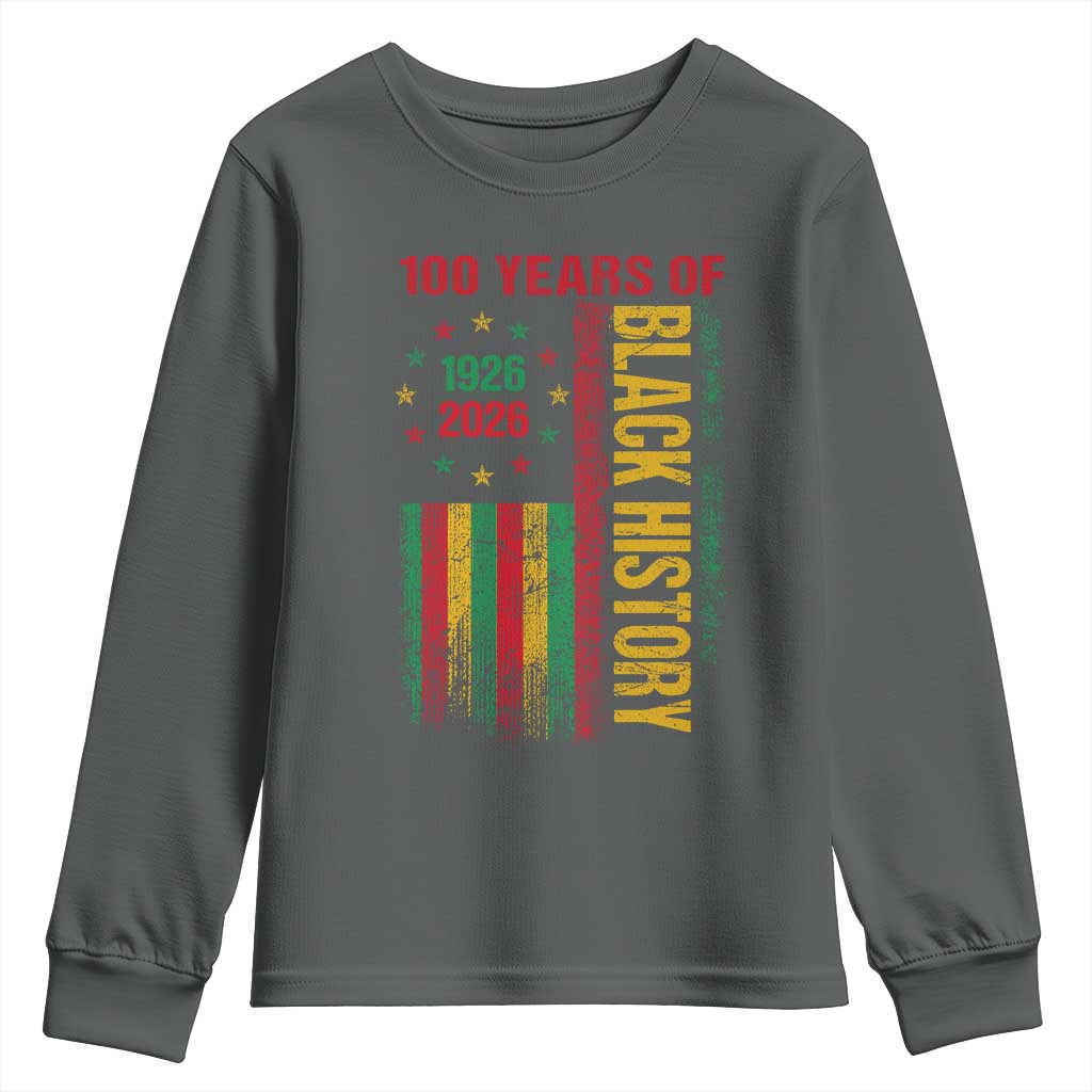 100 Years Of Black History Youth Sweatshirt Centennial Milestone Vintage African American Flag