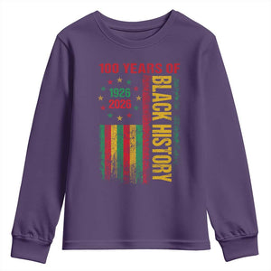 100 Years Of Black History Youth Sweatshirt Centennial Milestone Vintage African American Flag