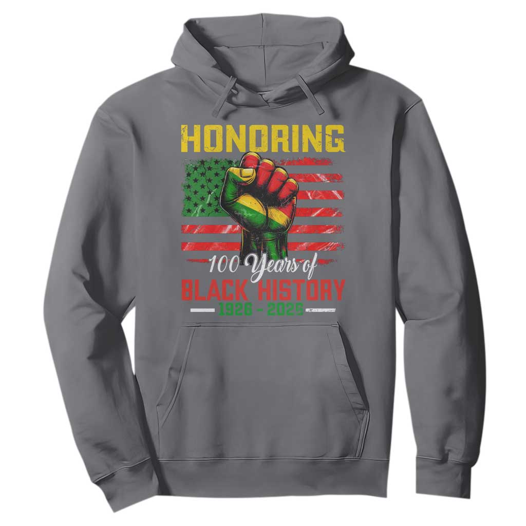 Honoring 100 Years Of Black History Hoodie Hand Fist Vintage American Flag