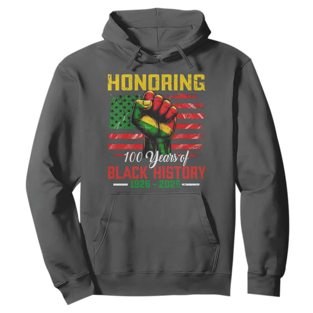 Honoring 100 Years Of Black History Hoodie Hand Fist Vintage American Flag