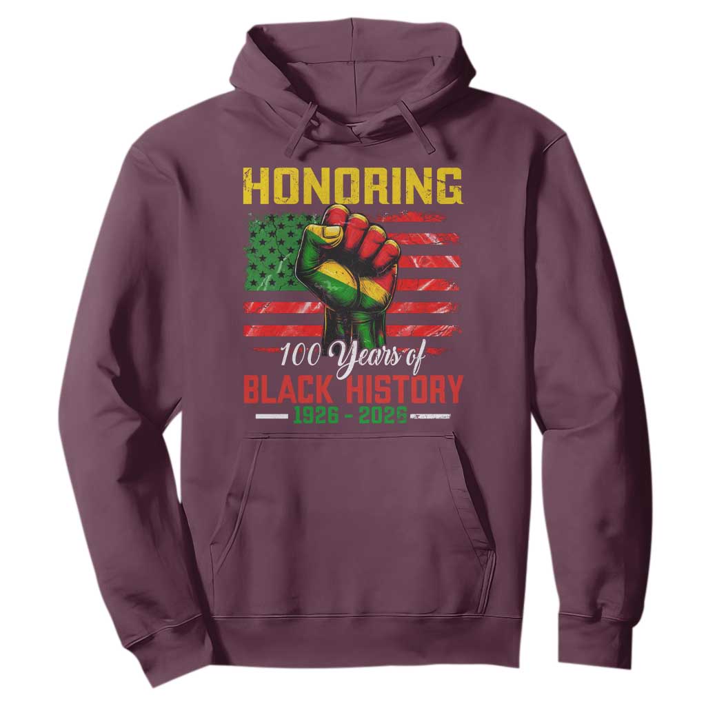 Honoring 100 Years Of Black History Hoodie Hand Fist Vintage American Flag