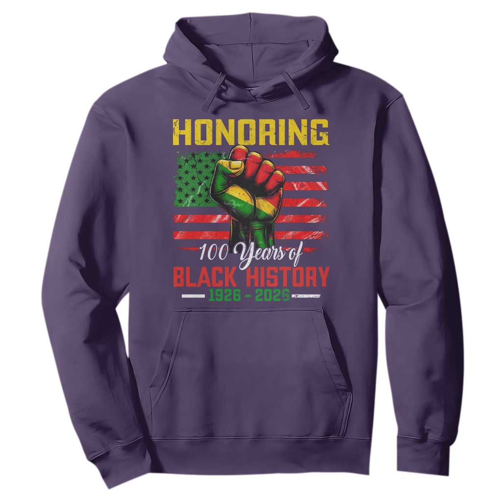 Honoring 100 Years Of Black History Hoodie Hand Fist Vintage American Flag