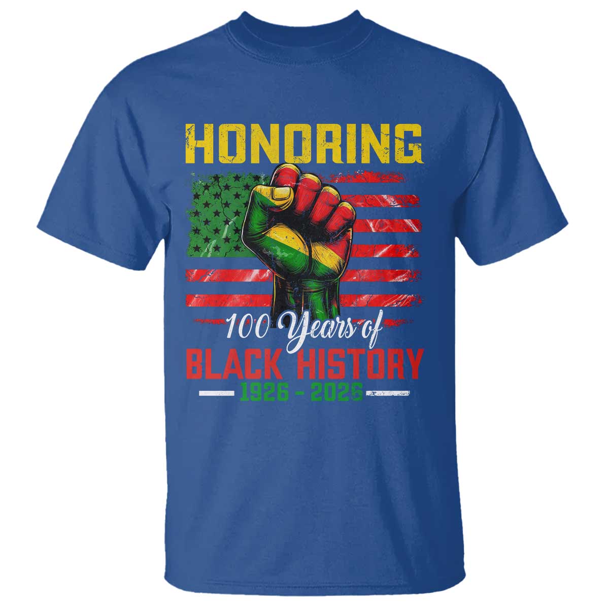 Honoring 100 Years Of Black History T Shirt Hand Fist Vintage American Flag
